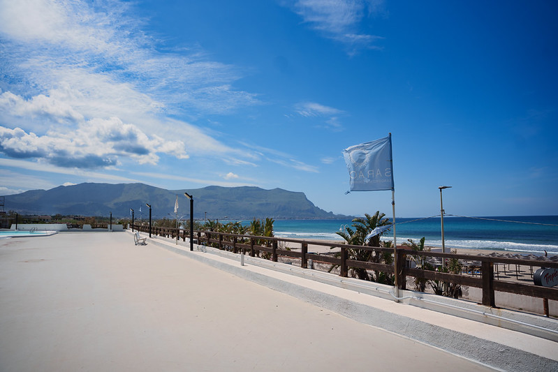 The beach view from the hotel at Checkout Summit 2026 in Palermo