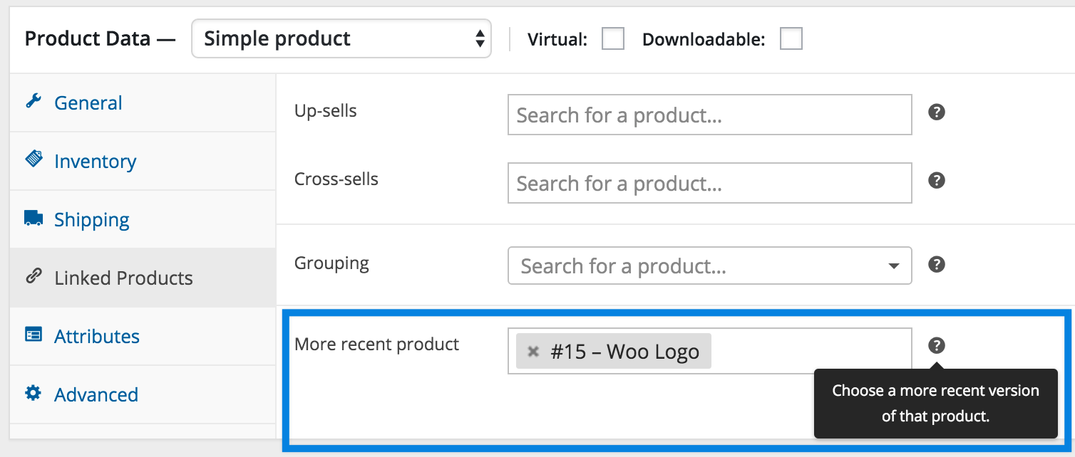 woocommerce-more-recent-product-version-settings